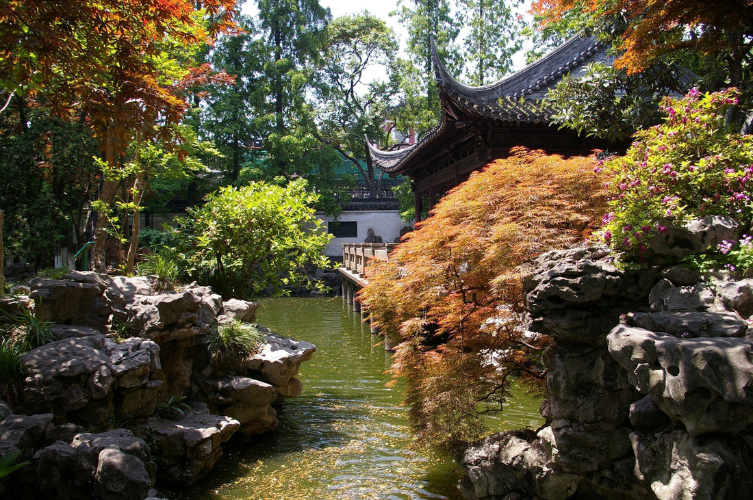 Chinese garden, classical Chinese garden, Chinese landscape garden, Suzhou gardens, Moon gate, Taihu rocks, rockery, pavilion, zigzag bridge, covered walkway, willow trees, bamboo, peonies, lotus pond, scholar garden, imperial garden
