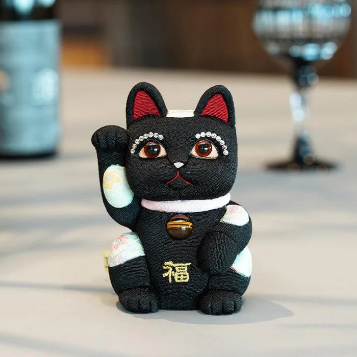 Maneki Neko Feng Shui, Feng Shui lucky cat, Edo Kimekomi beckoning cat, Japanese Feng Shui cat figurine, handcrafted lucky cat, Kakinuma Dolls Maneki Neko, Japanese prosperity charm, Feng Shui wealth cat, Japanese fabric Maneki Neko, traditional Japanese lucky cat, small Japanese lucky figurine, beckoning cat for health and wealth, Maneki Neko meaning colors, lucky cat for home and business, artisan Japanese lucky cat.