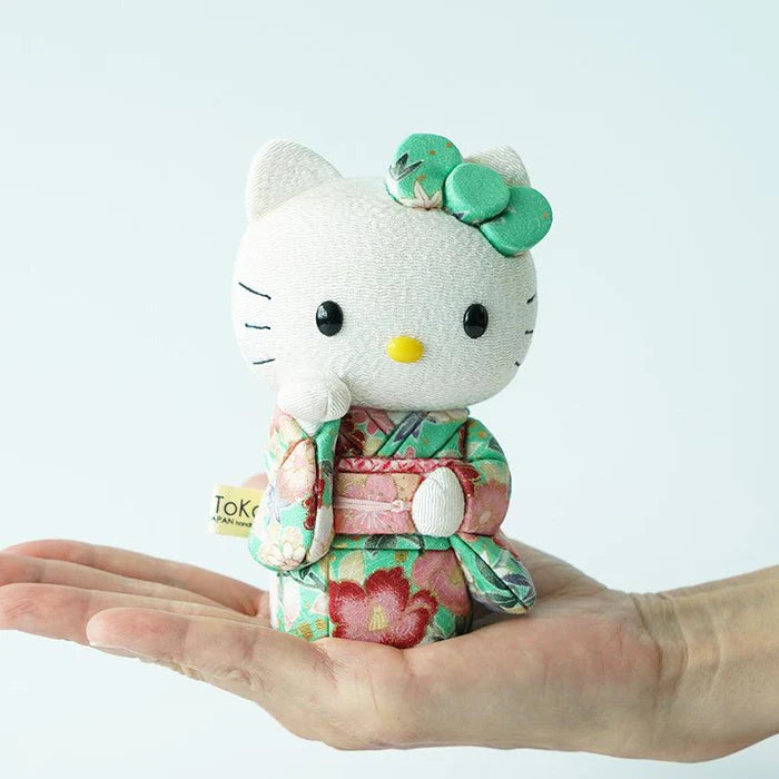 Hello Kitty beckoning cat, Hello Kitty maneki-neko, kimekomi Hello Kitty, Japanese lucky cat doll, Kakinuma Dolls Hello Kitty, kimono Hello Kitty figurine, traditional Japanese Hello Kitty, Hello Kitty good luck charm, Hello Kitty fortune cat, Hello Kitty collectible doll, Hello Kitty cultural gift, maneki-neko with kimono, handmade Hello Kitty doll, Japanese Hello Kitty gift, Hello Kitty for health luck love wealth success