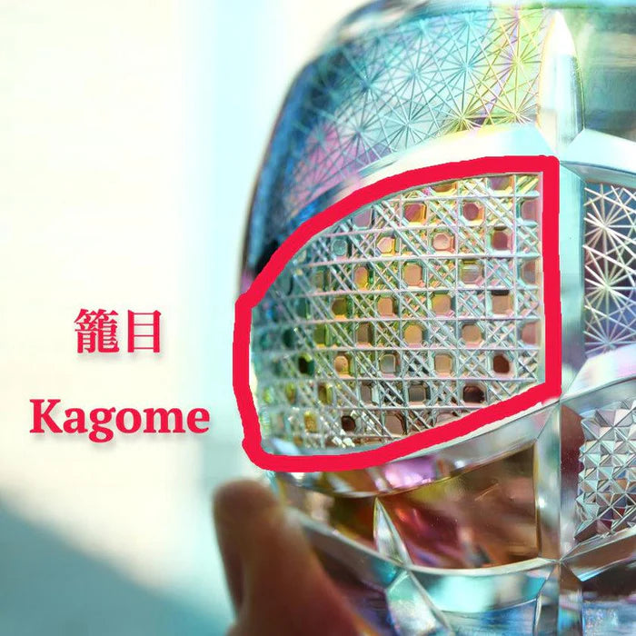 Kiriko Reimagined Glass, limited edition Japanese glass, Haruka Horie glass art, Rinzen glassware, traditional Kiriko cut glass, handmade Japanese glass, Tokyo artisan glass, collectible Japanese glassware, Kiku Tsunagi pattern, Kagome lattice glass, Nanako Edo Kiriko design, Japanese cultural gifts, rare Japanese glassware, hand-cut Japanese soda glass, modern Japanese craftsmanship