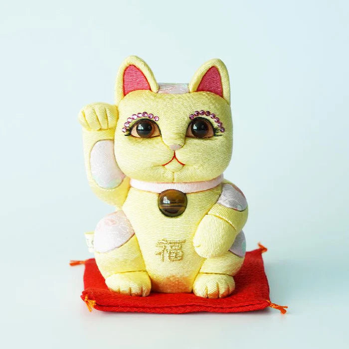 Maneki Neko Feng Shui, Feng Shui lucky cat, Edo Kimekomi beckoning cat, Japanese Feng Shui cat figurine, handcrafted lucky cat, Kakinuma Dolls Maneki Neko, Japanese prosperity charm, Feng Shui wealth cat, Japanese fabric Maneki Neko, traditional Japanese lucky cat, small Japanese lucky figurine, beckoning cat for health and wealth, Maneki Neko meaning colors, lucky cat for home and business, artisan Japanese lucky cat.