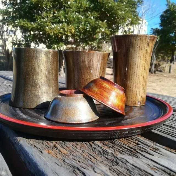 Niigata lacquerware cups, Japanese lacquer tumbler, Kobayashi Buddhist Altar lacquerware, tin powder lacquer cup, handcrafted Japanese wooden cup, lacquered wood drinkware Japan, Niigata traditional lacquer crafts, Japanese lacquer bowl and tumbler set, handmade Buddhist altar lacquerware, rare Japanese lacquerware set, lacquerware gift set Japan, Japanese artisan lacquer drinkware