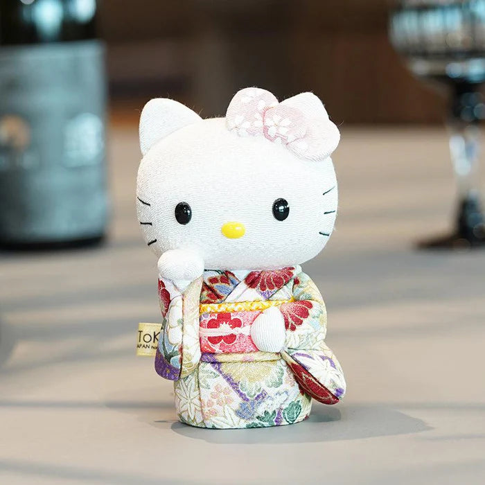 Hello Kitty beckoning cat, Hello Kitty maneki-neko, kimekomi Hello Kitty, Japanese lucky cat doll, Kakinuma Dolls Hello Kitty, kimono Hello Kitty figurine, traditional Japanese Hello Kitty, Hello Kitty good luck charm, Hello Kitty fortune cat, Hello Kitty collectible doll, Hello Kitty cultural gift, maneki-neko with kimono, handmade Hello Kitty doll, Japanese Hello Kitty gift, Hello Kitty for health luck love wealth success