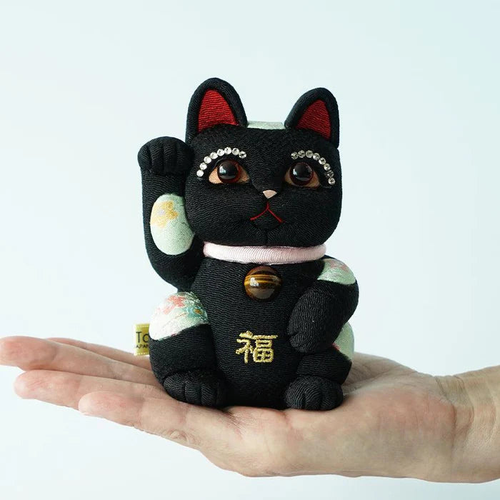 Maneki Neko Feng Shui, Feng Shui lucky cat, Edo Kimekomi beckoning cat, Japanese Feng Shui cat figurine, handcrafted lucky cat, Kakinuma Dolls Maneki Neko, Japanese prosperity charm, Feng Shui wealth cat, Japanese fabric Maneki Neko, traditional Japanese lucky cat, small Japanese lucky figurine, beckoning cat for health and wealth, Maneki Neko meaning colors, lucky cat for home and business, artisan Japanese lucky cat.