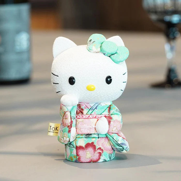 Hello Kitty beckoning cat, Hello Kitty maneki-neko, kimekomi Hello Kitty, Japanese lucky cat doll, Kakinuma Dolls Hello Kitty, kimono Hello Kitty figurine, traditional Japanese Hello Kitty, Hello Kitty good luck charm, Hello Kitty fortune cat, Hello Kitty collectible doll, Hello Kitty cultural gift, maneki-neko with kimono, handmade Hello Kitty doll, Japanese Hello Kitty gift, Hello Kitty for health luck love wealth success
