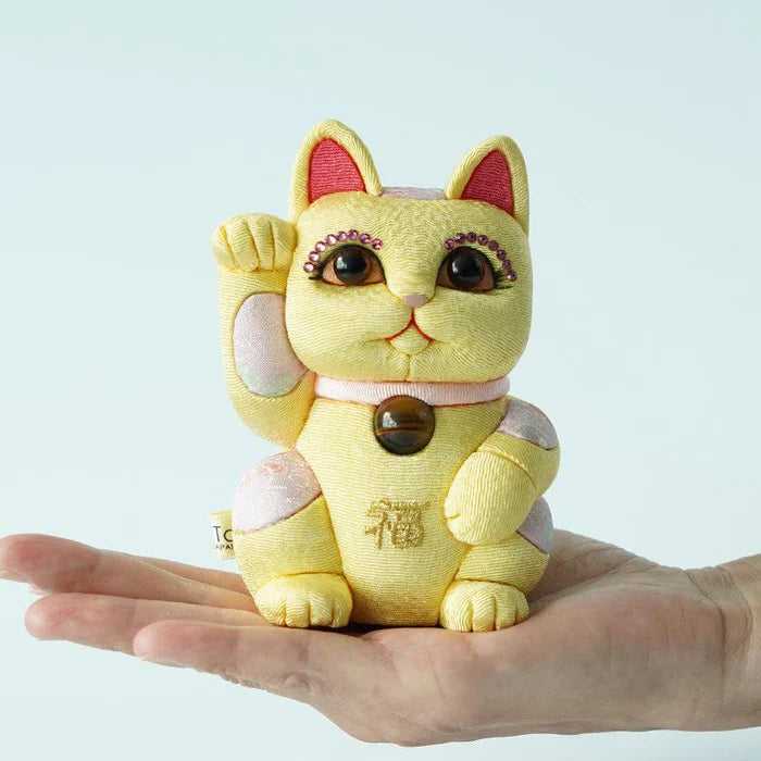 Maneki Neko Feng Shui, Feng Shui lucky cat, Edo Kimekomi beckoning cat, Japanese Feng Shui cat figurine, handcrafted lucky cat, Kakinuma Dolls Maneki Neko, Japanese prosperity charm, Feng Shui wealth cat, Japanese fabric Maneki Neko, traditional Japanese lucky cat, small Japanese lucky figurine, beckoning cat for health and wealth, Maneki Neko meaning colors, lucky cat for home and business, artisan Japanese lucky cat.