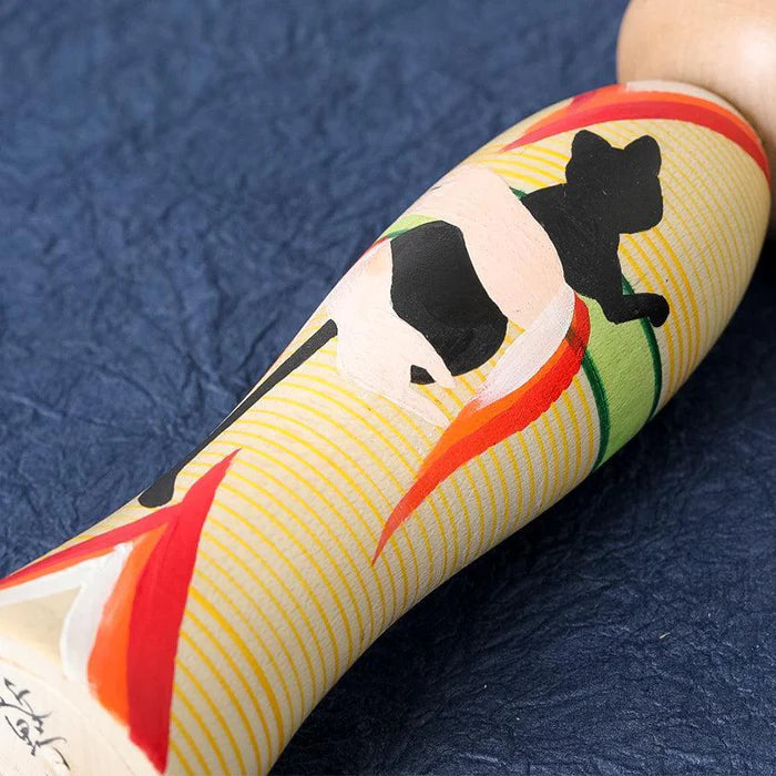 Tsuchiyu kokeshi, Akihiro Konno kokeshi, Japanese wooden doll, traditional kokeshi Japan, Taisho era kokeshi, cherry blossom kokeshi, Aizu makie kokeshi, Japanese folk art doll, handmade kokeshi doll, Fukushima crafts, black cat kokeshi, Japanese souvenir doll, maple wood kokeshi, Japanese decorative figurine, collectible kokeshi, Japan artisan doll, symbolic Japanese doll, protective Japanese ornament, Japanese cultural gift, handcrafted wooden doll Japan