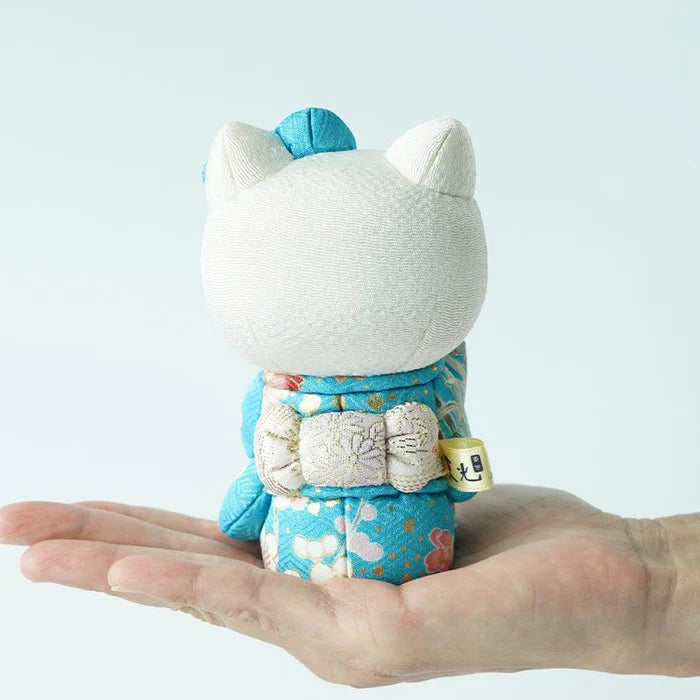 Hello Kitty beckoning cat, Hello Kitty maneki-neko, kimekomi Hello Kitty, Japanese lucky cat doll, Kakinuma Dolls Hello Kitty, kimono Hello Kitty figurine, traditional Japanese Hello Kitty, Hello Kitty good luck charm, Hello Kitty fortune cat, Hello Kitty collectible doll, Hello Kitty cultural gift, maneki-neko with kimono, handmade Hello Kitty doll, Japanese Hello Kitty gift, Hello Kitty for health luck love wealth success