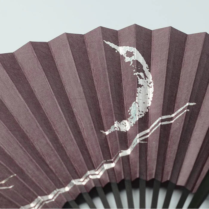 Japanese folding fan, Edo fan, Karakami fan, handmade Japanese fan, washi paper fan, moon motif fan, gold leaf Japanese fan, silver leaf Japanese fan, traditional Japanese hand fan, cultural Japanese gift, Kyoto washi fan, Japanese bamboo fan, Japanese fan with case, paulownia box fan, Japanese seasonal fan