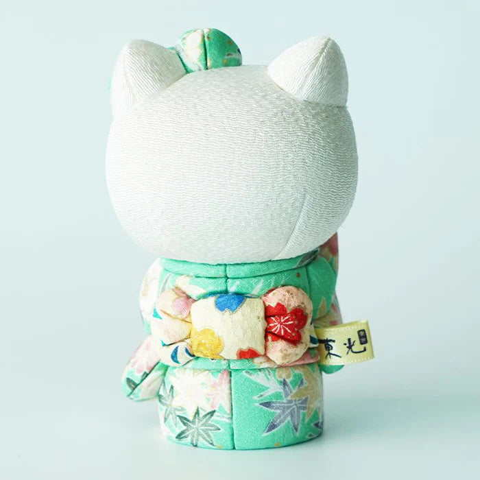 Hello Kitty beckoning cat, Hello Kitty maneki-neko, kimekomi Hello Kitty, Japanese lucky cat doll, Kakinuma Dolls Hello Kitty, kimono Hello Kitty figurine, traditional Japanese Hello Kitty, Hello Kitty good luck charm, Hello Kitty fortune cat, Hello Kitty collectible doll, Hello Kitty cultural gift, maneki-neko with kimono, handmade Hello Kitty doll, Japanese Hello Kitty gift, Hello Kitty for health luck love wealth success