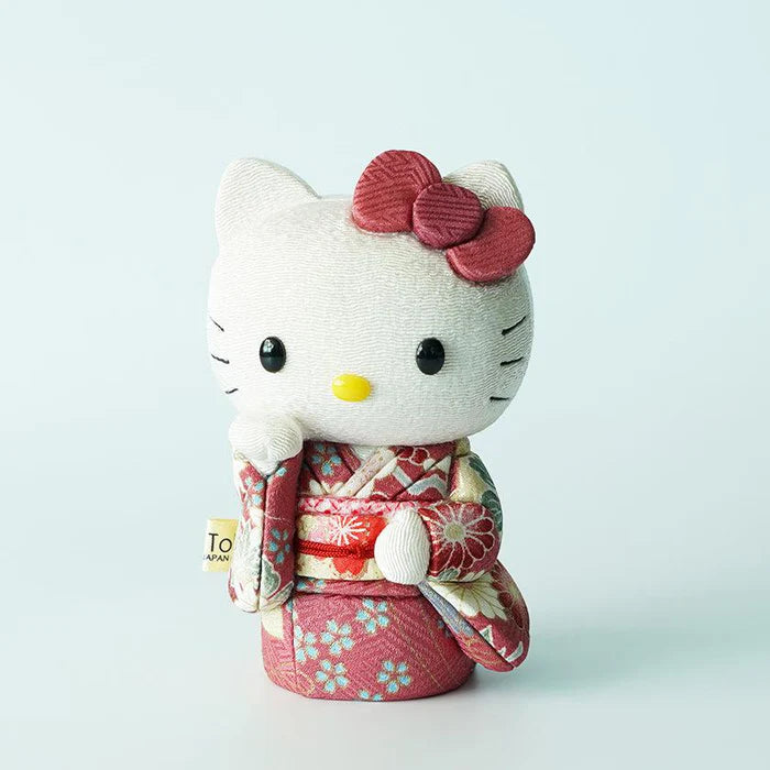 Hello Kitty beckoning cat, Hello Kitty maneki-neko, kimekomi Hello Kitty, Japanese lucky cat doll, Kakinuma Dolls Hello Kitty, kimono Hello Kitty figurine, traditional Japanese Hello Kitty, Hello Kitty good luck charm, Hello Kitty fortune cat, Hello Kitty collectible doll, Hello Kitty cultural gift, maneki-neko with kimono, handmade Hello Kitty doll, Japanese Hello Kitty gift, Hello Kitty for health luck love wealth success