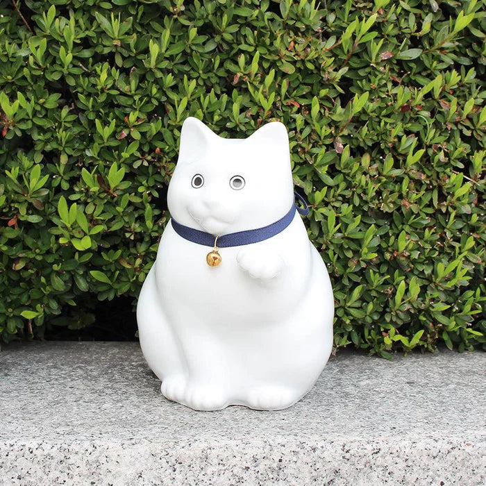 Maneki Neko coin bank, porcelain lucky cat bank, Hizen Yoshida Ware Maneki Neko, KataKoto beckoning cat, Japanese money box cat, black Maneki Neko bank, white Maneki Neko bank, Japanese store opening gift, ceramic cat coin bank, traditional Japanese porcelain cat, chubby lucky cat figurine, handcrafted Maneki Neko Japan, black gold lucky cat ornament, white navy Maneki Neko money bank, Japanese prosperity charm, artisan porcelain Maneki Neko.