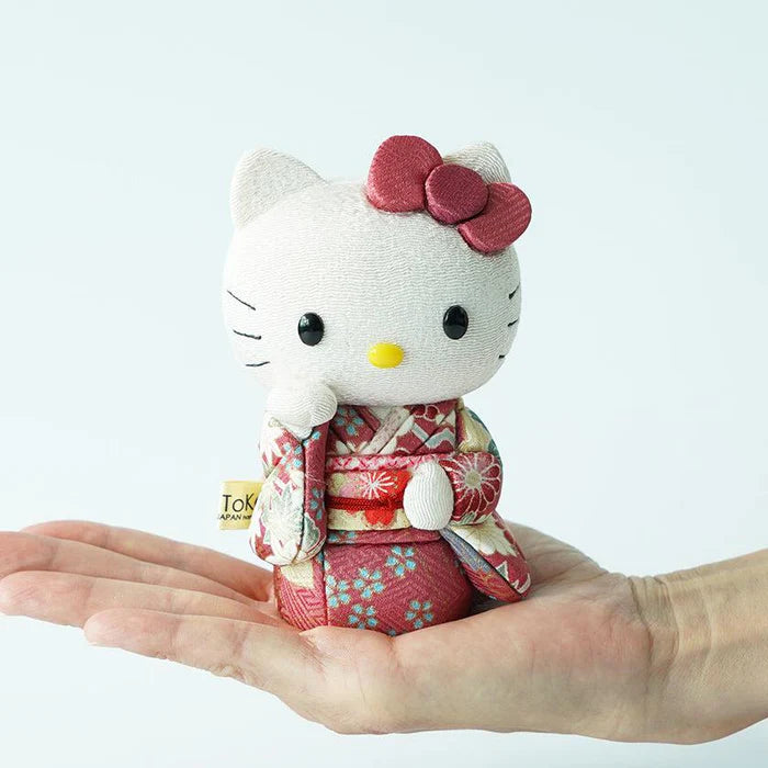 Hello Kitty beckoning cat, Hello Kitty maneki-neko, kimekomi Hello Kitty, Japanese lucky cat doll, Kakinuma Dolls Hello Kitty, kimono Hello Kitty figurine, traditional Japanese Hello Kitty, Hello Kitty good luck charm, Hello Kitty fortune cat, Hello Kitty collectible doll, Hello Kitty cultural gift, maneki-neko with kimono, handmade Hello Kitty doll, Japanese Hello Kitty gift, Hello Kitty for health luck love wealth success