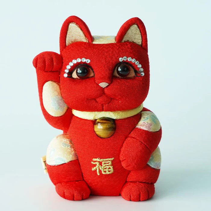 Maneki Neko Feng Shui, Feng Shui lucky cat, Edo Kimekomi beckoning cat, Japanese Feng Shui cat figurine, handcrafted lucky cat, Kakinuma Dolls Maneki Neko, Japanese prosperity charm, Feng Shui wealth cat, Japanese fabric Maneki Neko, traditional Japanese lucky cat, small Japanese lucky figurine, beckoning cat for health and wealth, Maneki Neko meaning colors, lucky cat for home and business, artisan Japanese lucky cat.