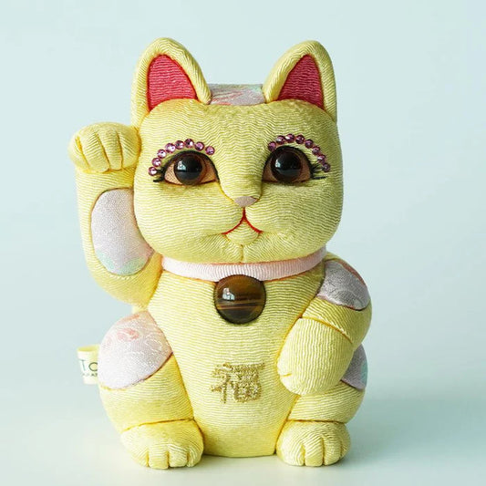 Maneki Neko Feng Shui, Feng Shui lucky cat, Edo Kimekomi beckoning cat, Japanese Feng Shui cat figurine, handcrafted lucky cat, Kakinuma Dolls Maneki Neko, Japanese prosperity charm, Feng Shui wealth cat, Japanese fabric Maneki Neko, traditional Japanese lucky cat, small Japanese lucky figurine, beckoning cat for health and wealth, Maneki Neko meaning colors, lucky cat for home and business, artisan Japanese lucky cat.