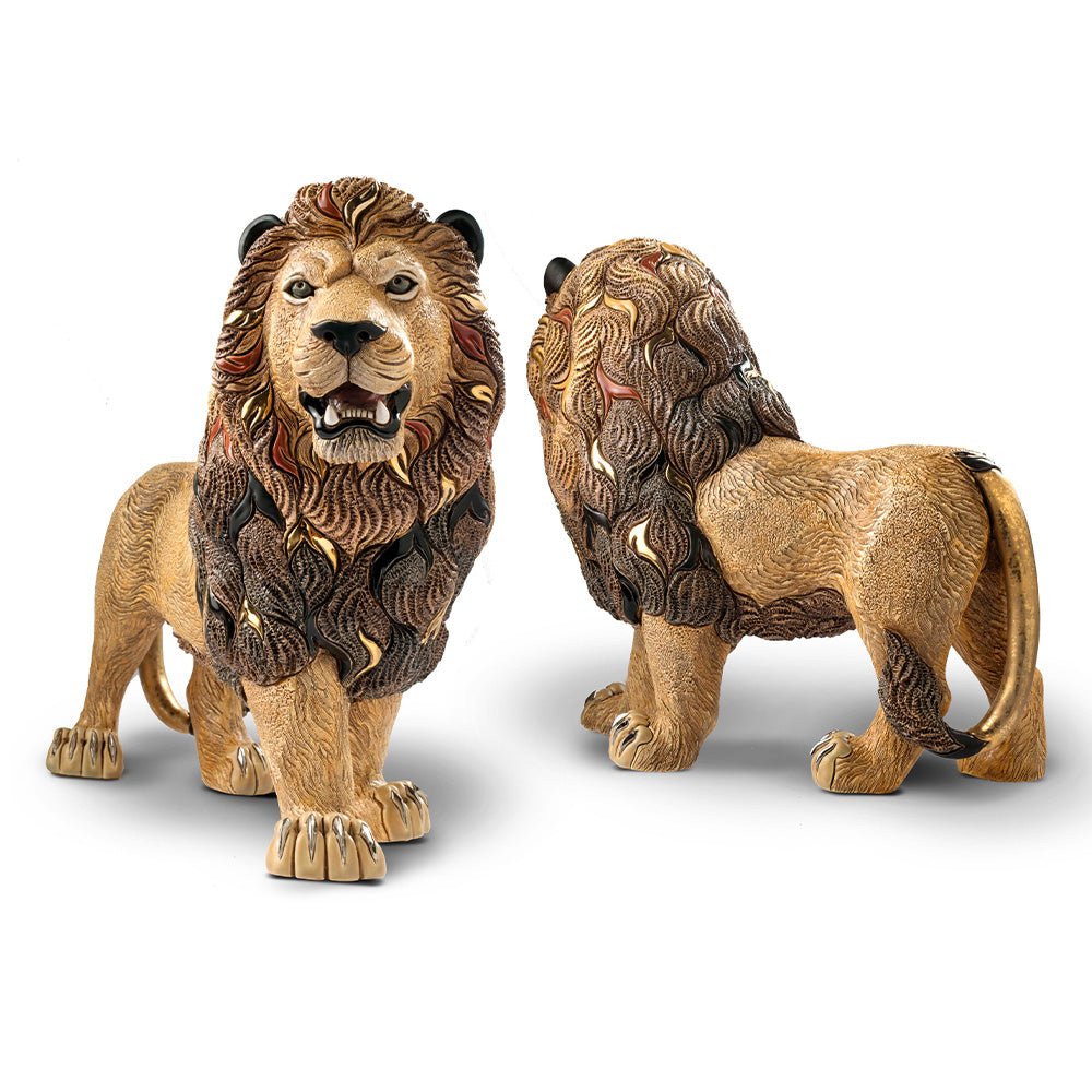 Animal figurine decor, Tabletop sculpture, Limited edition art collectible, Handcrafted home accent, Regal lion ceramic statue, Hand‑painted lion figurine, Limited edition lion sculpture, Uruguayan ceramic lion art, Lion mantelpiece centerpiece, Majestic lion collectible, Artisanal lion home accent, Ceramic animal royalty décor