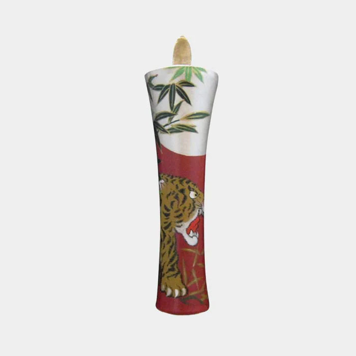Japanese candles, Nakamura Rosoku candle, Kyoto handmade candles, Ikari type candle, 100 momme candle, Japanese wax candle, traditional warosoku candle, hand-painted Japanese candle, tiger motif candle, koi carp candle, sakura blossom candle, wind god thunder god candle, Japanese interior décor candle, Kyoto artisan candle, plant-based Japanese candle, Buddhist candles Japan, Japanese spiritual candles