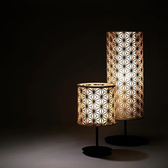 Kumiko lamp, Japanese Kumiko light, hemp leaf pattern lamp, Asanoha light, Japanese pendant light, Japanese table lamp, Kyoto Hinoki lamp, handmade Japanese lamp, Murayama Mokko Kumiko, Japanese wooden lamp, traditional Japanese lighting, artisan wood lamp, Kyo Sashimono lamp, Hinoki cypress lamp, Japanese joinery lamp, Japanese geometric light, handmade Kumiko lighting, hemp leaf Kumiko shade, Japanese cultural home decor