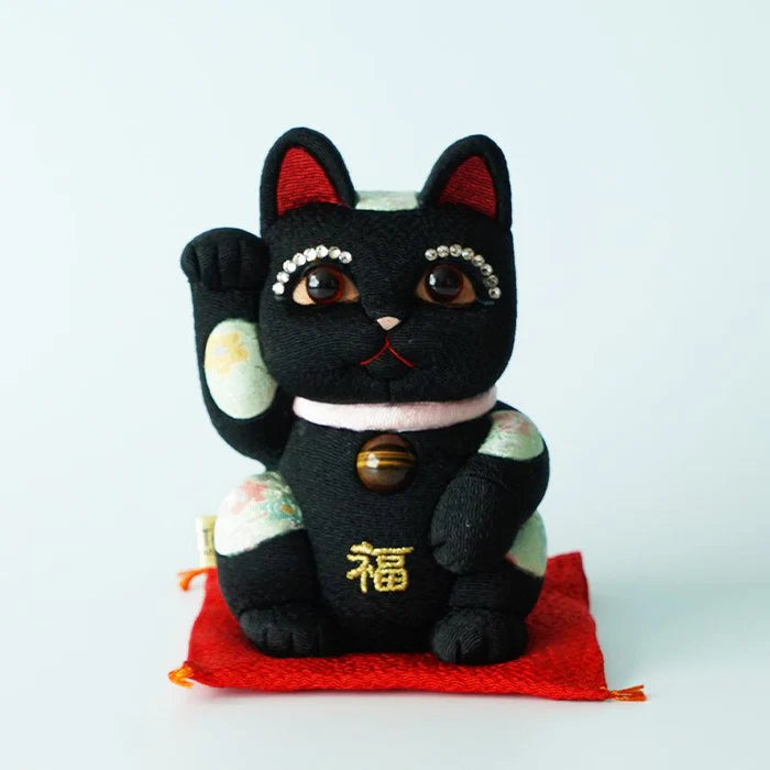 Maneki Neko Feng Shui, Feng Shui lucky cat, Edo Kimekomi beckoning cat, Japanese Feng Shui cat figurine, handcrafted lucky cat, Kakinuma Dolls Maneki Neko, Japanese prosperity charm, Feng Shui wealth cat, Japanese fabric Maneki Neko, traditional Japanese lucky cat, small Japanese lucky figurine, beckoning cat for health and wealth, Maneki Neko meaning colors, lucky cat for home and business, artisan Japanese lucky cat.