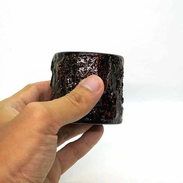 Wajima lacquerware set, Kokemusu Katakuchi, Japanese bottle, Wajimanuri Studio Raku, Kokemusu Ochoko, Japanese cups, Neri-Dry Lacquer, traditional Japanese lacquerware, moss effect set, handmade Japanese sakeware, guinomi cups Japan, authentic serving set