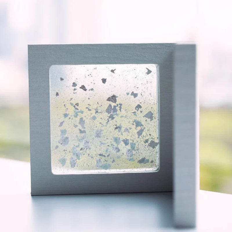 Japanese decorative panel, SUKIMA art panel, gold leaf glass art, silver leaf Japanese paper, Tokyo handmade decor, washi paper home decor, fusuma inspired decoration, modern Japanese interior design, Japanese wedding gift, Japanese housewarming gift, tabletop folding screen, artisan glass and wood panel, gold and silver foil decoration, traditional Japanese craftsmanship, handmade Japanese art display