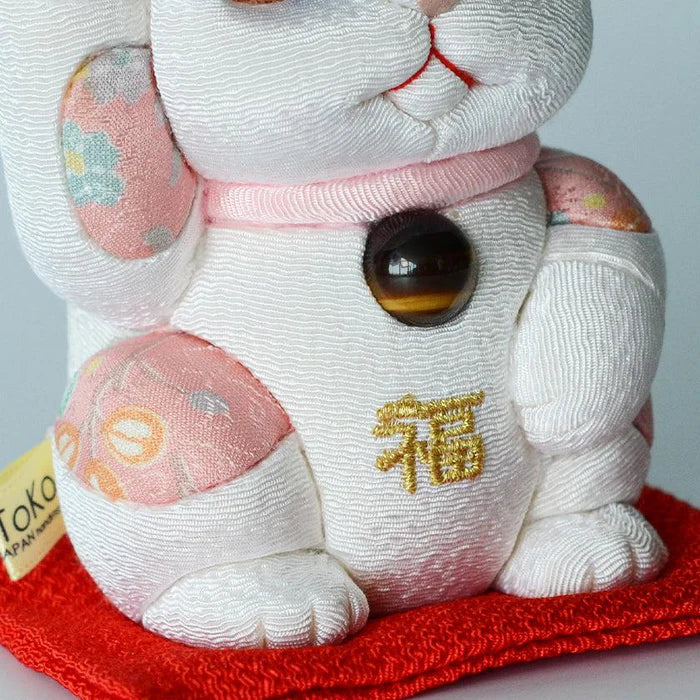 Maneki Neko Feng Shui, Feng Shui lucky cat, Edo Kimekomi beckoning cat, Japanese Feng Shui cat figurine, handcrafted lucky cat, Kakinuma Dolls Maneki Neko, Japanese prosperity charm, Feng Shui wealth cat, Japanese fabric Maneki Neko, traditional Japanese lucky cat, small Japanese lucky figurine, beckoning cat for health and wealth, Maneki Neko meaning colors, lucky cat for home and business, artisan Japanese lucky cat.