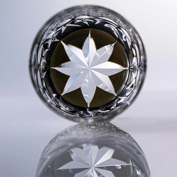 Edo Kiriko rock glass, Edo Kiriko crystal, Japanese cut glass, Kagami Crystal glass, Tatsuya Nemoto glass, Hideaki Shinozaki glass, Keiunkai glass, Hishi-Hana glass, blue Edo Kiriko glass, green Edo Kiriko glass, handcrafted Japanese glassware, traditional Japanese crystal, Japanese artisan glass, Edo faceted glass, luxury Japanese glassware, Japanese gift glass, auspicious Japanese pattern, Japanese cultural glass design, Japanese home decor glass, collectible Japanese crystal