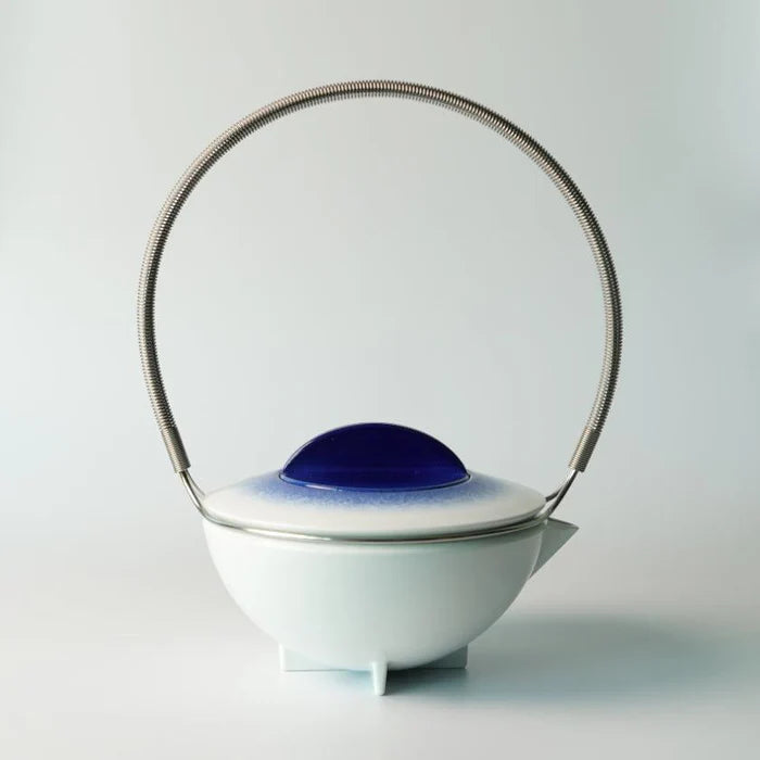 Japanese porcelain teapot, Imari Arita ware teapot, Studio Wieki Somers teapot, modern Japanese teapot, porcelain teapot with handle, designer Japanese teapot, cobalt blue teapot, lapis lazuli porcelain teapot, Japanese tea ceremony teapot, Imari porcelain tea set, Saga Prefecture porcelain, Japanese pottery collaboration, contemporary Japanese teaware, handmade porcelain teapot, luxury Japanese teapot.