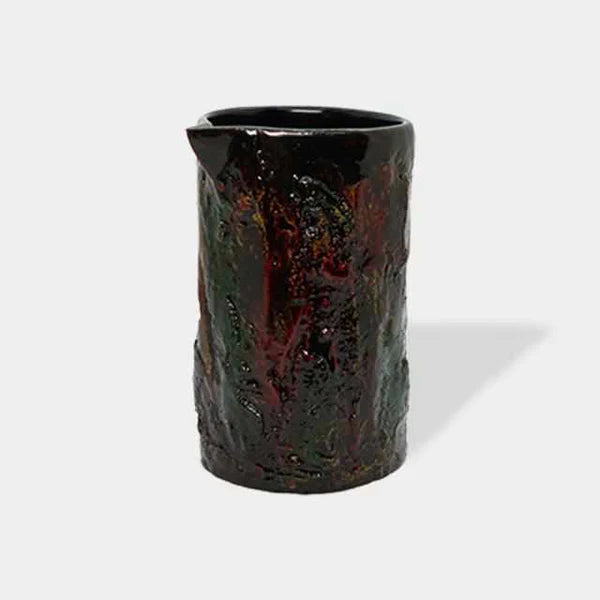 Wajima lacquerware set, Kokemusu Katakuchi, Japanese bottle, Wajimanuri Studio Raku, Kokemusu Ochoko, Japanese cups, Neri-Dry Lacquer, traditional Japanese lacquerware, moss effect set, handmade Japanese sakeware, guinomi cups Japan, authentic serving set