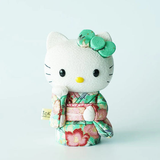 Hello Kitty beckoning cat, Hello Kitty maneki-neko, kimekomi Hello Kitty, Japanese lucky cat doll, Kakinuma Dolls Hello Kitty, kimono Hello Kitty figurine, traditional Japanese Hello Kitty, Hello Kitty good luck charm, Hello Kitty fortune cat, Hello Kitty collectible doll, Hello Kitty cultural gift, maneki-neko with kimono, handmade Hello Kitty doll, Japanese Hello Kitty gift, Hello Kitty for health luck love wealth success