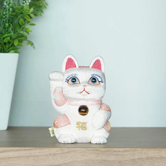 Maneki Neko Feng Shui, Feng Shui lucky cat, Edo Kimekomi beckoning cat, Japanese Feng Shui cat figurine, handcrafted lucky cat, Kakinuma Dolls Maneki Neko, Japanese prosperity charm, Feng Shui wealth cat, Japanese fabric Maneki Neko, traditional Japanese lucky cat, small Japanese lucky figurine, beckoning cat for health and wealth, Maneki Neko meaning colors, lucky cat for home and business, artisan Japanese lucky cat.