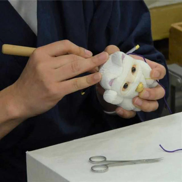 Maneki Neko Nishijin-ori, Japanese beckoning cat doll, Kakinuma Dolls lucky cat, Swarovski crystal Maneki Neko, Edo art doll Japan, traditional Japanese cat figurine, fabric covered Maneki Neko, handmade Japanese lucky charm, Japanese prosperity cat, luxury Maneki Neko ornament, Japanese gift shop lucky cat, artisan Maneki Neko doll, Kyoto silk beckoning cat, collectible Japanese figurine, good luck cat handmade Japan, Maneki Neko for business luck, traditional Japanese home decor, Japanese shop opening gif