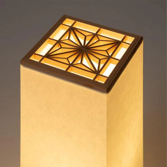 Washi lantern, Japanese paper lantern, Asanoha pattern lamp, Kumiko wooden lantern, Akita cedar lamp, Echizen washi light, Japanese floor lantern, traditional Japanese lighting, Japanese andon lamp, handcrafted Japanese lamp, hemp leaf motif lantern, Kumiko washi lamp, artisan Japanese lighting, Niigata handmade lantern, modern Japanese interior light, Ominato Bunkichi Shoten lamp, cultural Japanese lighting, Japanese wood and paper lantern