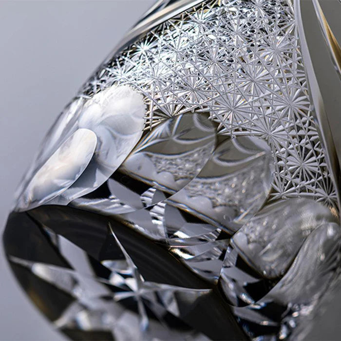 Edo Kiriko rock glass, Edo Kiriko crystal, Japanese cut glass, Kagami Crystal glass, Tatsuya Nemoto glass, Hideaki Shinozaki glass, Keiunkai glass, Hishi-Hana glass, blue Edo Kiriko glass, green Edo Kiriko glass, handcrafted Japanese glassware, traditional Japanese crystal, Japanese artisan glass, Edo faceted glass, luxury Japanese glassware, Japanese gift glass, auspicious Japanese pattern, Japanese cultural glass design, Japanese home decor glass, collectible Japanese crystal