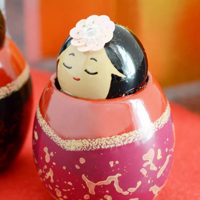 Japanese Hina dolls, Mini Hina decoration, Hinamatsuri doll set, Yasuharu Masukawa lacquer dolls, Tsugaru Nuri hina dolls, Japanese festival dolls, lacquerware Hina ornaments, handcrafted wooden Hina dolls, traditional Japanese Hina display, Aomori lacquer craft, Emperor and Empress doll set, Japanese seasonal decoration, karanuri lacquer dolls, collectible Japanese dolls