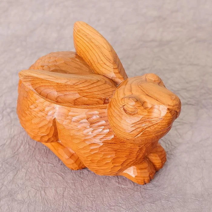Ichii Itto Bori, Hiroshi Washizuka, Japanese wood carving, rabbit figurine, yew wood sculpture, traditional Japanese crafts, Hida region carving, hand-carved rabbit, Japanese folk art, wooden animal statue, Japanese lucky charm, Japanese prosperity symbol, handmade wood decor, collectible wooden figurine, Japanese artisan crafts, Japanese home ornament