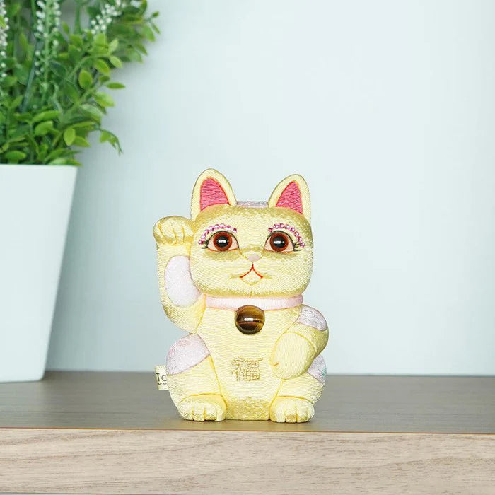 Maneki Neko Feng Shui, Feng Shui lucky cat, Edo Kimekomi beckoning cat, Japanese Feng Shui cat figurine, handcrafted lucky cat, Kakinuma Dolls Maneki Neko, Japanese prosperity charm, Feng Shui wealth cat, Japanese fabric Maneki Neko, traditional Japanese lucky cat, small Japanese lucky figurine, beckoning cat for health and wealth, Maneki Neko meaning colors, lucky cat for home and business, artisan Japanese lucky cat.