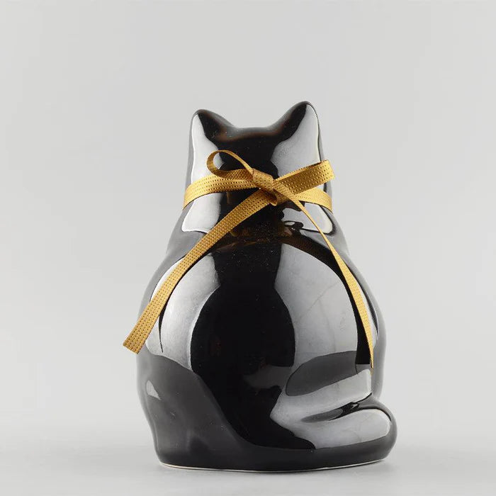 Maneki Neko coin bank, porcelain lucky cat bank, Hizen Yoshida Ware Maneki Neko, KataKoto beckoning cat, Japanese money box cat, black Maneki Neko bank, white Maneki Neko bank, Japanese store opening gift, ceramic cat coin bank, traditional Japanese porcelain cat, chubby lucky cat figurine, handcrafted Maneki Neko Japan, black gold lucky cat ornament, white navy Maneki Neko money bank, Japanese prosperity charm, artisan porcelain Maneki Neko.