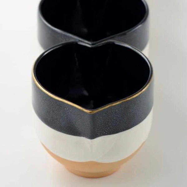 Kyoto Kiyomizu ware bowls, Japanese beak bowl set, Tenmoku glaze pottery, Kyoto handmade pottery, traditional Japanese ceramic bowls, gold rim pottery bowls, Oil Drop Tenmoku glaze, Japanese tea bowl set, artisan pottery from Kyoto, Japanese ceramic pour bowls, handcrafted pottery Japan, collectible Japanese ceramics, Kyoto ceramic gift set, pottery beak bowls Japan, Kiyomizu-yaki Kyoto bowls