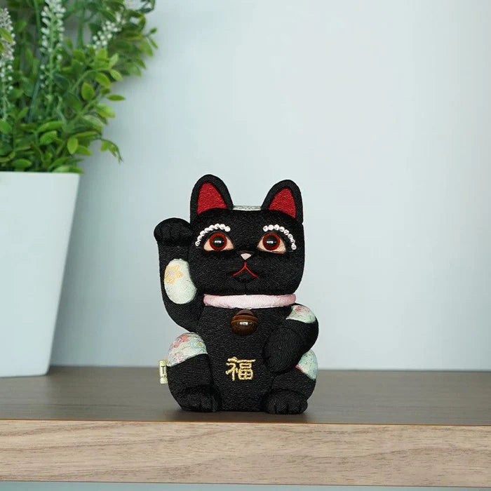 Maneki Neko Feng Shui, Feng Shui lucky cat, Edo Kimekomi beckoning cat, Japanese Feng Shui cat figurine, handcrafted lucky cat, Kakinuma Dolls Maneki Neko, Japanese prosperity charm, Feng Shui wealth cat, Japanese fabric Maneki Neko, traditional Japanese lucky cat, small Japanese lucky figurine, beckoning cat for health and wealth, Maneki Neko meaning colors, lucky cat for home and business, artisan Japanese lucky cat.