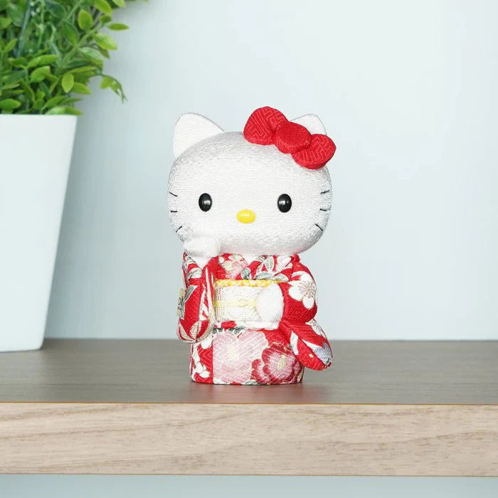 Hello Kitty beckoning cat, Hello Kitty maneki-neko, kimekomi Hello Kitty, Japanese lucky cat doll, Kakinuma Dolls Hello Kitty, kimono Hello Kitty figurine, traditional Japanese Hello Kitty, Hello Kitty good luck charm, Hello Kitty fortune cat, Hello Kitty collectible doll, Hello Kitty cultural gift, maneki-neko with kimono, handmade Hello Kitty doll, Japanese Hello Kitty gift, Hello Kitty for health luck love wealth success