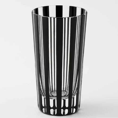 Edo Kiriko glass, Edo cut glassware, Kuroco glass, Japanese black glass, Kimoto Glassware, striped Edo Kiriko tumbler, checkered Edo glass, Japanese artisan glass, Tokyo glassware, handcrafted Japanese glass, traditional Japanese faceted glass, modern Japanese tableware, collectible Japanese glass, Edo faceted design, Japanese soda glassware