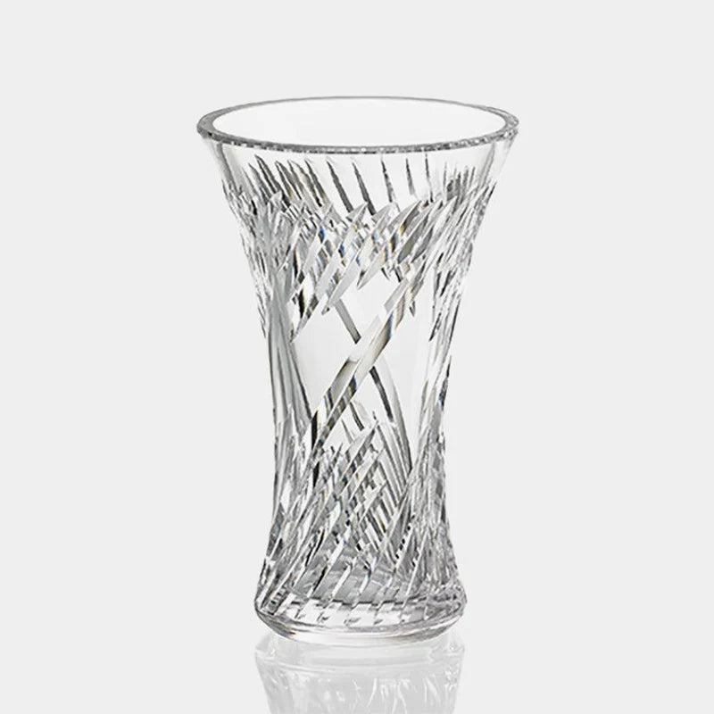 Kagami Crystal flared vase, crystal glass vase Japan, handmade crystal vase, Japanese crystal vase, luxury crystal flower vase, cut glass flared vase, Kagami Japan vase, artisan crystal home decor, Japanese wedding gift vase, crystal bouquet vase, Ibaraki Japan crystal, handcrafted crystal glassware