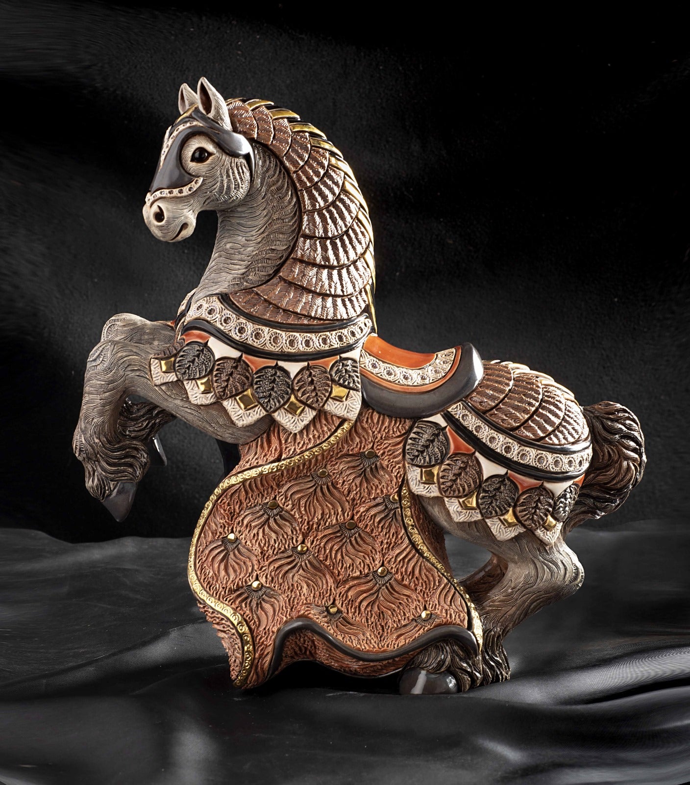Limited‑edition 2025 ceramic horse sculpture, hand‑crafted. Elegant home or office art. Horse sculpture. Horse art statue. Hand‑painted equine figurine. Santos style home décor. Tabletop art.