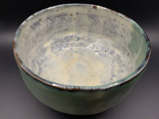 Japanese celadon pottery, handmade celadon tea bowl, ribbed ceramic tea bowl, carved leaf motif pottery, traditional Japanese ceramics, Longquan-style celadon ware, matcha chawan bowl, artisanal tea ceremony bowl, crackle glaze pottery, Song dynasty style ceramics, Japanese green glaze bowl, hand-thrown Japanese pottery, tea culture ceramics, Japanese chawan design, antique-style Japanese bowl, leaf pattern pottery, ribbed matcha bowl, celadon carving techniques, Japanese celadon glaze art, traditional Japa