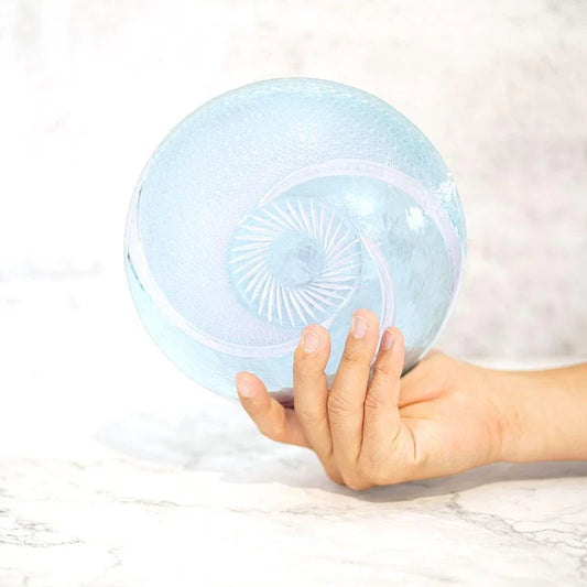 Nagare Kiku plate, Rinzen Kiriko, Japanese glass plate, hand-polished glassware, Tokyo glass artisan, soda glass plate Japan, chrysanthemum motif plate, Asanoha pattern glass, luxury Japanese tableware, collectible Kiriko plate, Japanese serving plate, traditional cut glass Japan, handmade Japanese gift, Kiriko art plate, symbolic Japanese tableware, decorative glass plate Japan