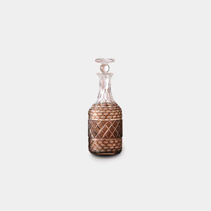 Satsuma cut glass bottle, Satsuma Kiriko brown glass, Japanese crystal glass bottle, handcrafted glass bottle with stopper, Japanese sake bottle, Japanese whiskey decanter, Kagoshima Satsuma glassware, traditional Japanese cut glass, Satsuma Kiriko revival, paulownia box glass bottle, collectible Japanese glassware, artisan crystal glass bottle, feldspar blend Satsuma brown, Japanese drinkware gift