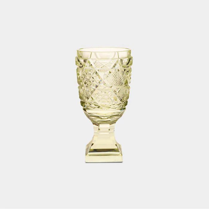 Satsuma cut glass sake cup, Satsuma Vidro Kagoshima, Japanese sake cup with pedestal, amber crystal sake glass, traditional Japanese cut glass, Edo period inspired glassware, handmade Japanese sake cup, luxury sake glass Japan, paulownia box sake cup, artisan Japanese sakeware, collectible Japanese glass cup, Satsuma Kiriko drinking vessel, symbolic Japanese gift sake glass, amber crystal sakeware, Japanese sake culture tableware