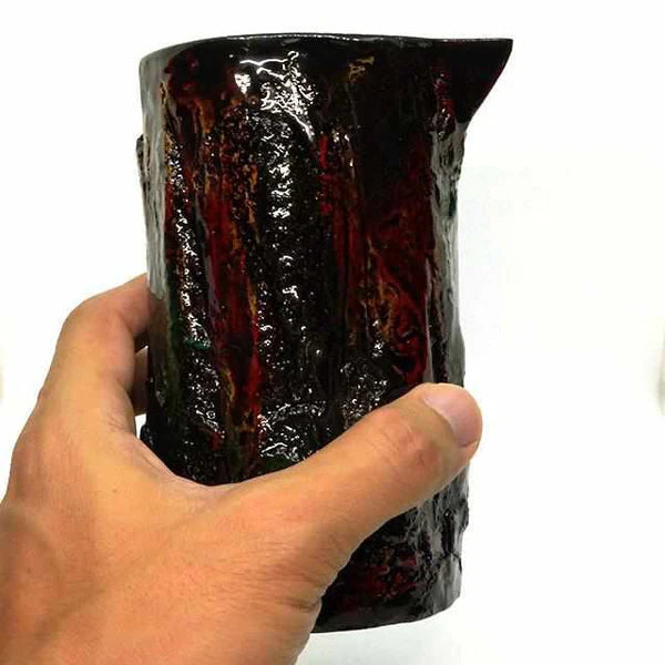 Wajima lacquerware set, Kokemusu Katakuchi, Japanese bottle, Wajimanuri Studio Raku, Kokemusu Ochoko, Japanese cups, Neri-Dry Lacquer, traditional Japanese lacquerware, moss effect set, handmade Japanese sakeware, guinomi cups Japan, authentic serving set