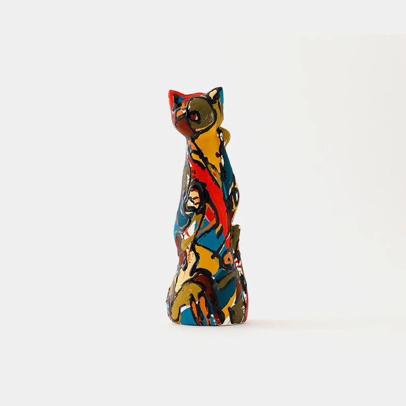 Yumino doll beckoning cat, Japanese manekineko sculpture, modern art lucky cat, Saga Japan handmade figurine, clay beckoning cat art, Bond Tominaga collaboration, traditional Japanese lucky charm, housewarming gift Japan, contemporary Japanese folk art, handcrafted Japanese manekineko, colorful manekineko ornament, symbolic Japanese cat figurine